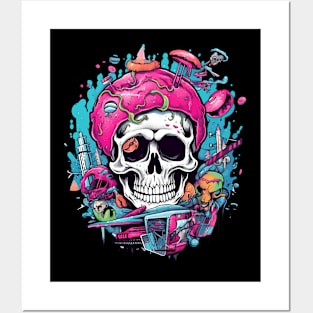 Skull crazy doodle classic tshirt Posters and Art